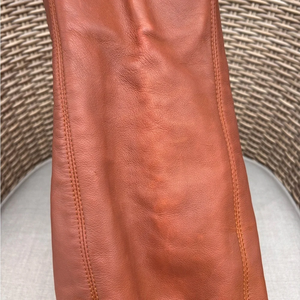 Authentic CHANEL brown leather CC tote tortoise handles